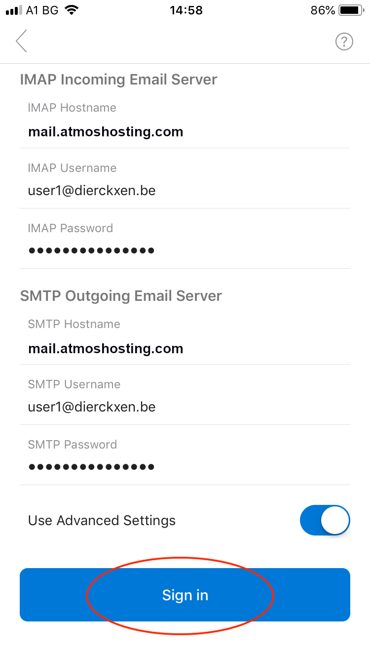 Add your SMTP username and password